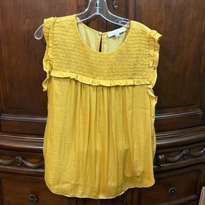 NWOT LOFT XLP Mustard Yellow Sleeveless Top. Never Worn